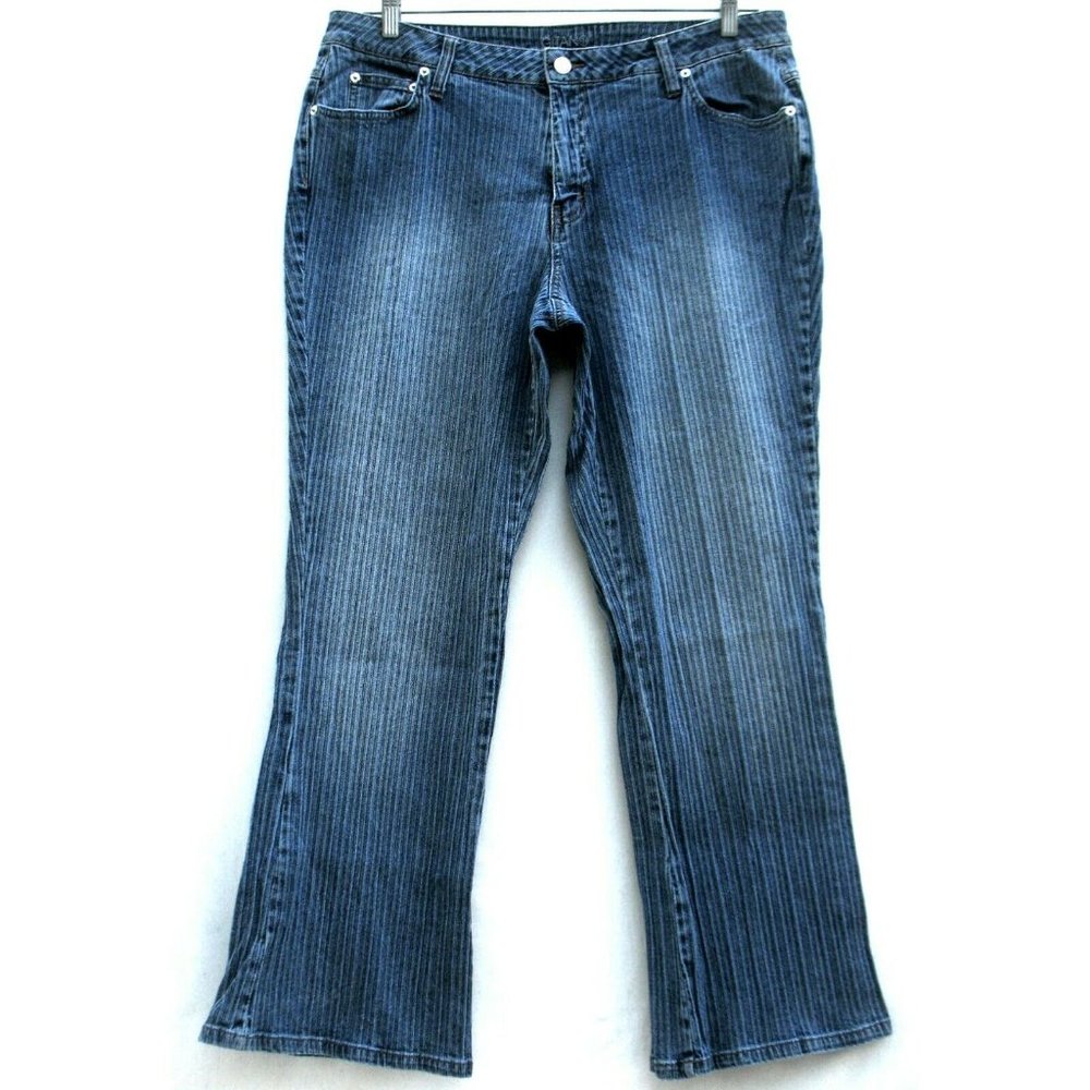 Gitano Flare Vtg Mom High Rise 35 x 30 Ribbed knit Denim Hippie Boho Sz 18W tag